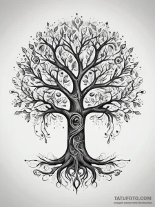 Tattoo sketch узор в виде дерева жизни, tatto... - эскиз тату (№1757721660_0, 13.09.2025 00:01) — Tatufoto.com
