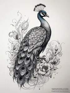 Tattoo sketch peacock tattoo, tattoo line art... - эскиз тату (№1757722250_0, 13.09.2025 00:10) — Tatufoto.com