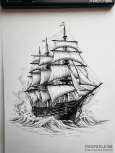 Tattoo sketch ship - эскиз тату (№1757722444_0, 13.09.2025 00:14) — Tatufoto.com