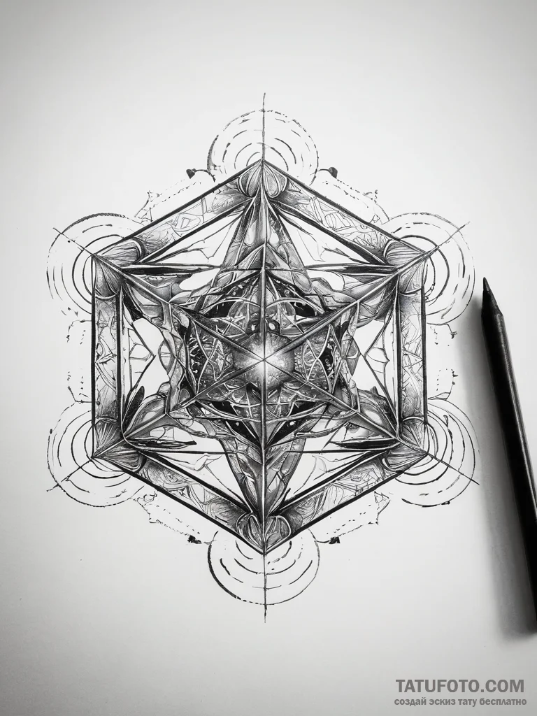 Tattoo sketch metatron's cube - эскиз тату (№1757722841_0, 13.09.2025 00:20) — Tatufoto.com