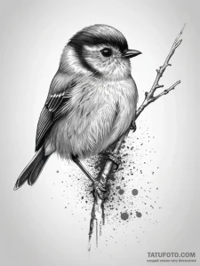 Tattoo sketch long-tailed tit, concept art fo... - эскиз тату (№1757723230_0, 13.09.2025 00:27) — Tatufoto.com