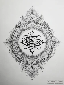 Tattoo sketch al-fatiha calligraphy, artistic... - эскиз тату (№1757725997_0, 13.09.2025 01:13) — Tatufoto.com