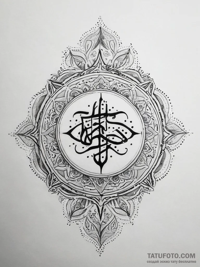 Tattoo sketch al-fatiha calligraphy, artistic... - эскиз тату (№1757725997_0, 13.09.2025 01:13) — Tatufoto.com