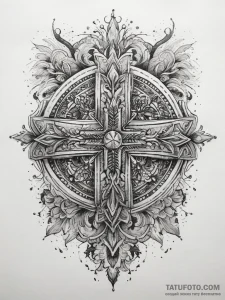 Tattoo sketch slavic embroidery pattern with... - эскиз тату (№1757727761_0, 13.09.2025 01:42) — Tatufoto.com