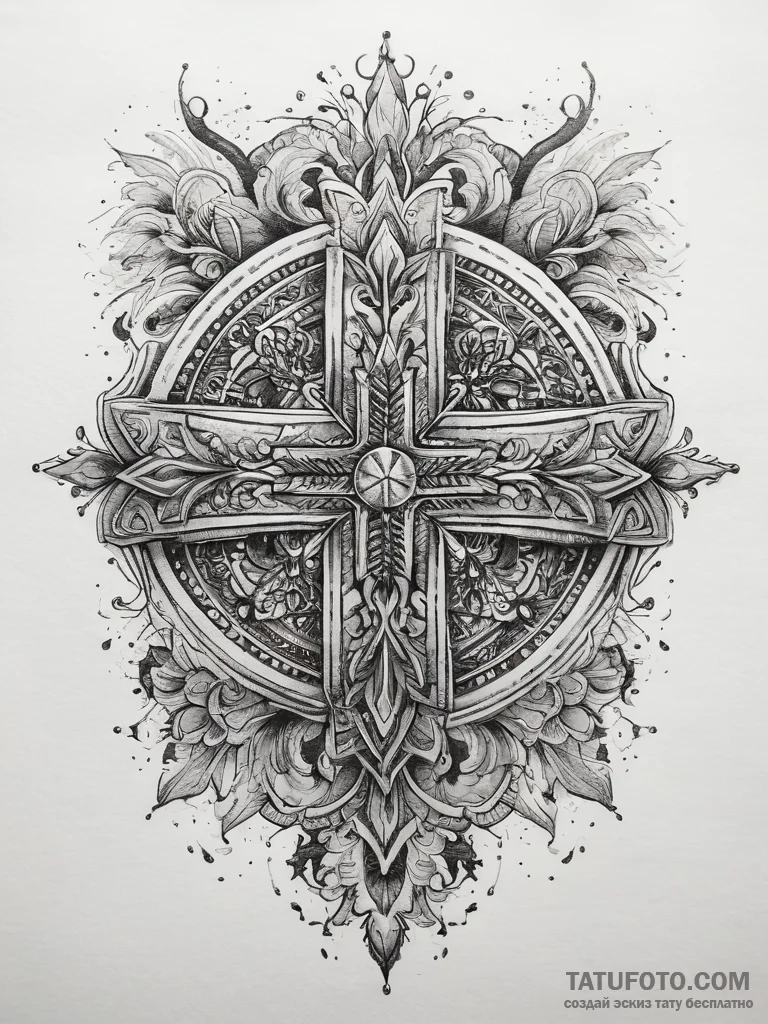 Tattoo sketch slavic embroidery pattern with... - эскиз тату (№1757727761_0, 13.09.2025 01:42) — Tatufoto.com