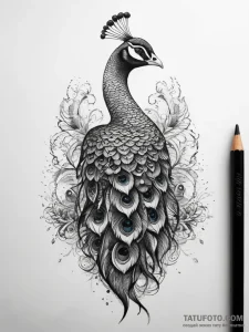 Tattoo sketch peacock tattoo - эскиз тату (№1757768392_0, 13.09.2025 12:59) — Tatufoto.com
