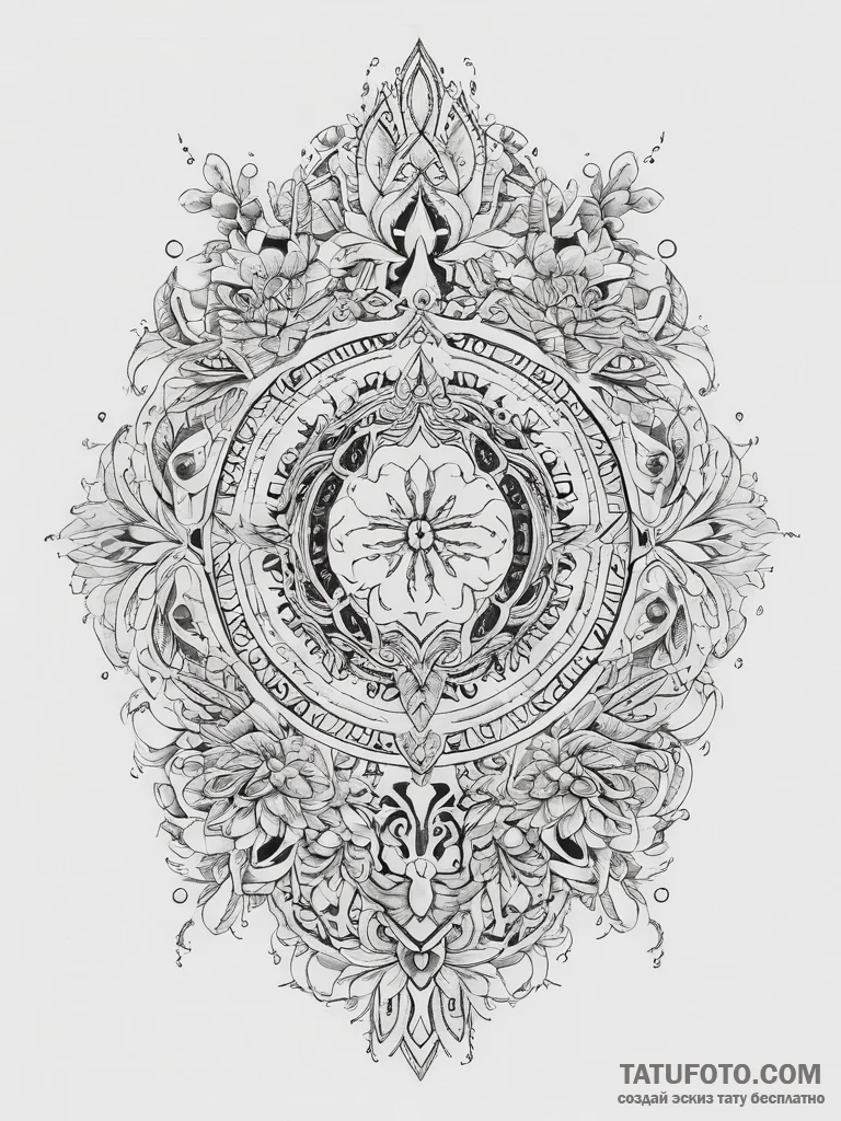 Tattoo sketch slavic embroidery pattern with... - эскиз тату (№1757768585_0, 13.09.2025 13:03) — Tatufoto.com