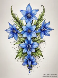 Tattoo sketch delphinium, concept art for tat... - эскиз тату (№1757768779_0, 13.09.2025 13:06) — Tatufoto.com