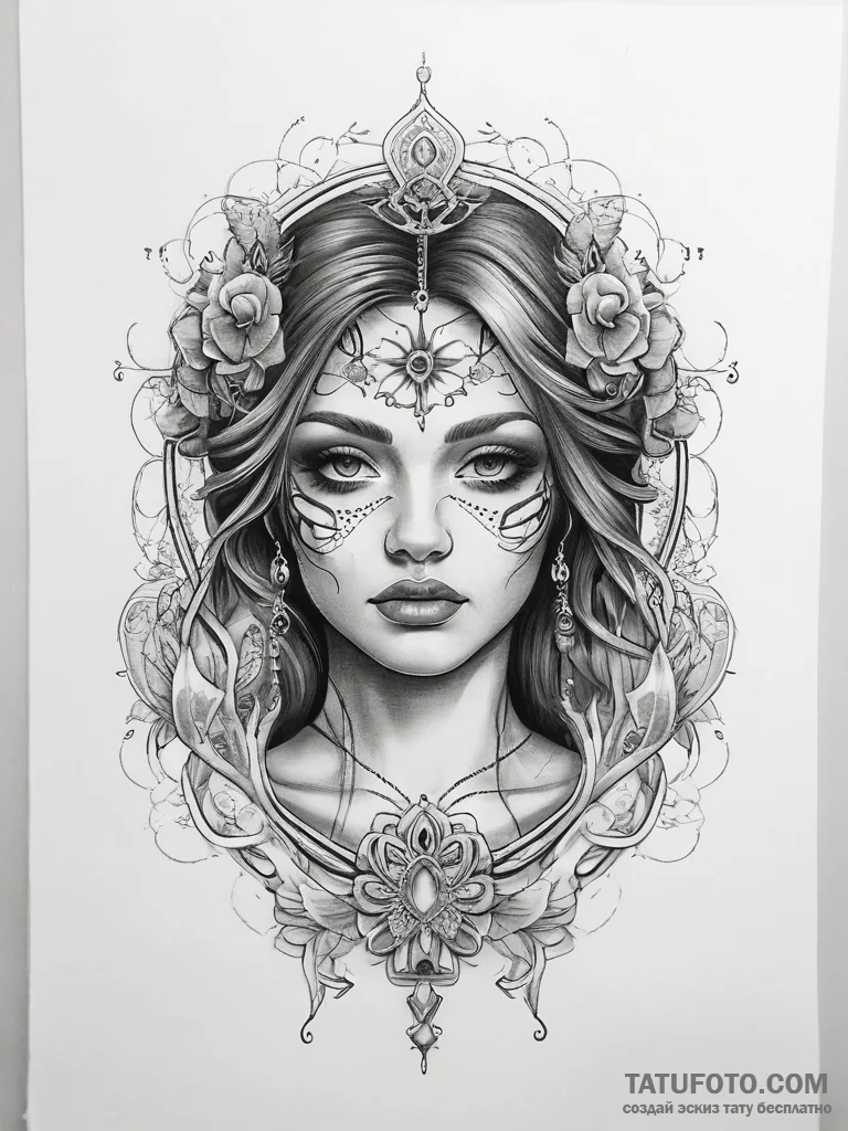 Tattoo sketch divine bond - эскиз тату (№1757770157_0, 13.09.2025 13:29) — Tatufoto.com