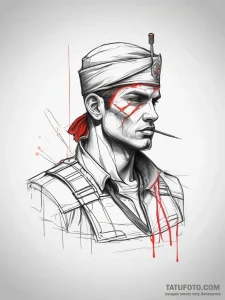 Tattoo sketch soldier with a thread, tattoo d... - эскиз тату (№1757770931_0, 13.09.2025 13:42) — Tatufoto.com