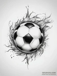 Tattoo sketch soccer ball on fire - эскиз тату (№1757771124_0, 13.09.2025 13:45) — Tatufoto.com