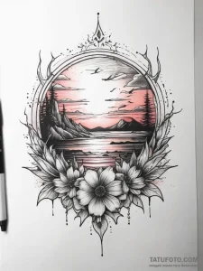 Tattoo sketch sunset - эскиз тату (№1757771900_0, 13.09.2025 13:58) — Tatufoto.com