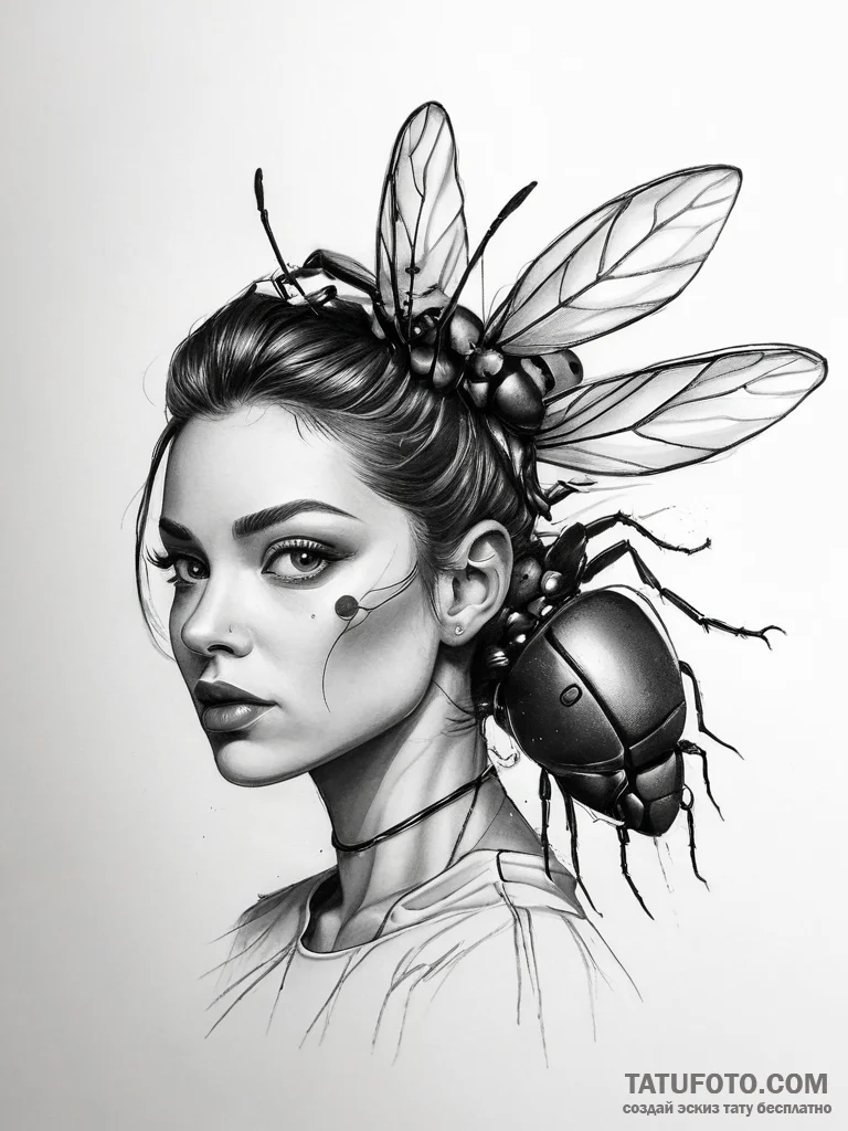 Tattoo sketch queen ant - эскиз тату (№1757772481_0, 13.09.2025 14:08) — Tatufoto.com