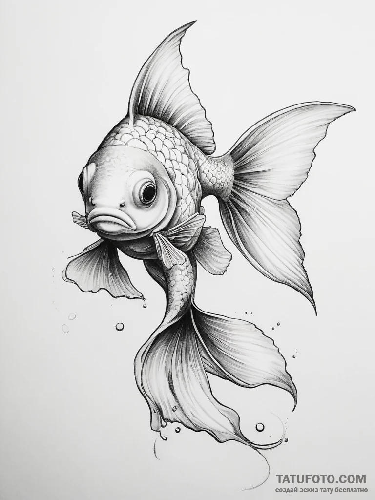Tattoo sketch goldfish - эскиз тату (№1757774056_0, 13.09.2025 14:34) — Tatufoto.com