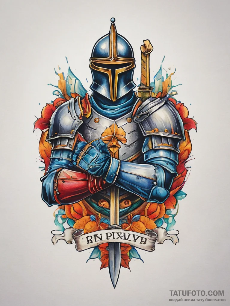Tattoo sketch hands with a knight, artistic t... - эскиз тату (№1757774847_0, 13.09.2025 14:47) — Tatufoto.com