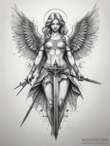 Tattoo sketch angel with sword, tattoo sketch... - эскиз тату (№1757775234_0, 13.09.2025 14:53) — Tatufoto.com