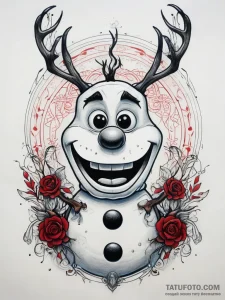 Tattoo sketch frozen olaf the snowman, tattoo... - эскиз тату (№1757775440_0, 13.09.2025 14:57) — Tatufoto.com