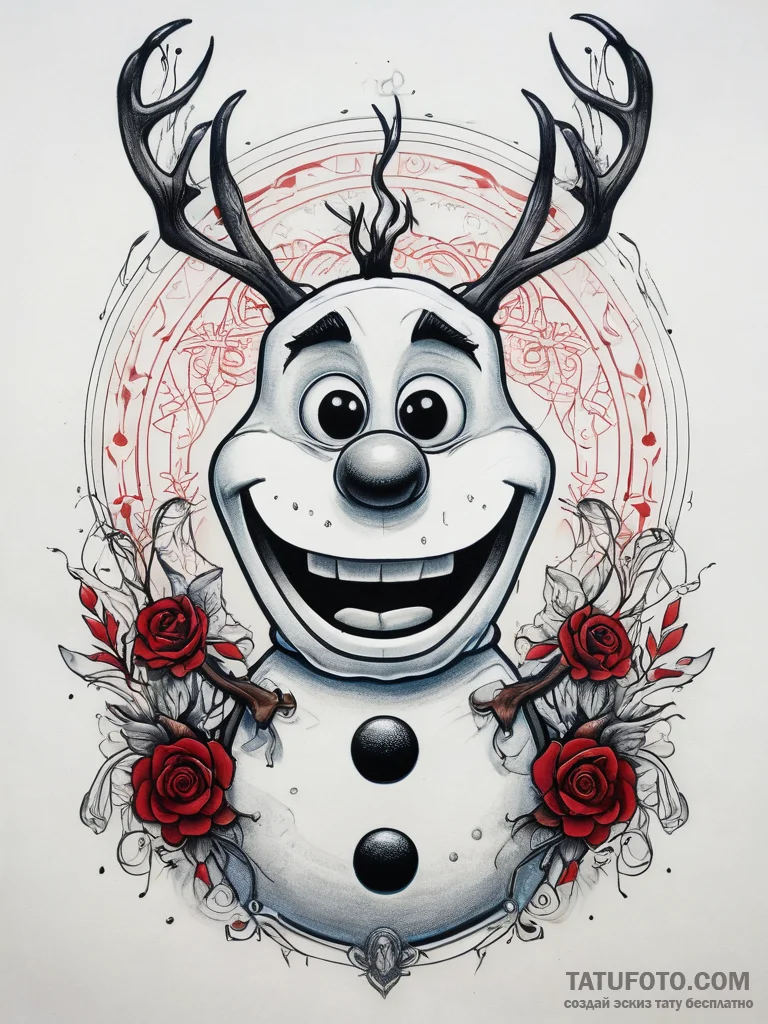 Tattoo sketch frozen olaf the snowman, tattoo... - эскиз тату (№1757775440_0, 13.09.2025 14:57) — Tatufoto.com