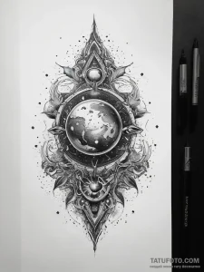 Tattoo sketch cosmic soil - эскиз тату (№1757775633_0, 13.09.2025 15:00) — Tatufoto.com
