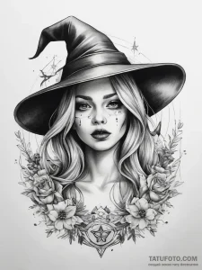 Tattoo sketch witch tattoo - эскиз тату (№1757776823_0, 13.09.2025 15:20) — Tatufoto.com