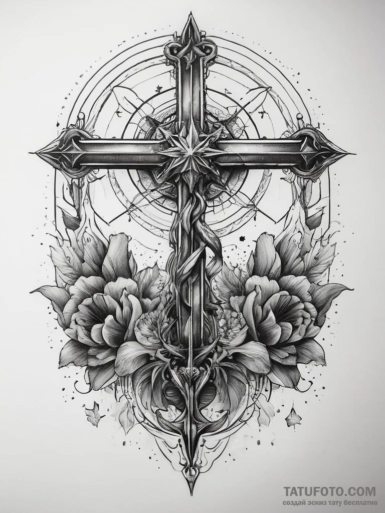Tattoo sketch cosmic fount, ink illustration... - эскиз тату (№1757777810_0, 13.09.2025 15:36) — Tatufoto.com