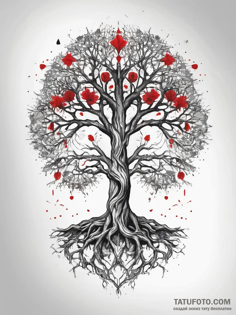 Tattoo sketch yggdrasil tree, ink illustratio... - эскиз тату (№1757778789_0, 13.09.2025 15:53) — Tatufoto.com