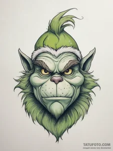 Tattoo sketch the grinch with a fur, tattoo f... - эскиз тату (№1757779767_0, 13.09.2025 16:09) — Tatufoto.com