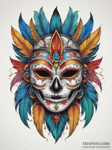 Tattoo sketch feathered mask tattoo, tattoo f... - эскиз тату (№1757781161_0, 13.09.2025 16:32) — Tatufoto.com