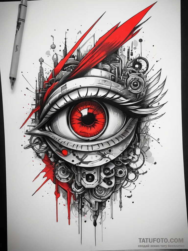 Tattoo sketch cyberpunk robotic eye, tattoo l... - эскиз тату (№1757781759_0, 13.09.2025 16:42) — Tatufoto.com