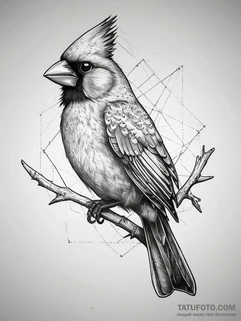 Tattoo sketch cardinal, tattoo sketch design,... - эскиз тату (№1757781956_0, 13.09.2025 16:45) — Tatufoto.com