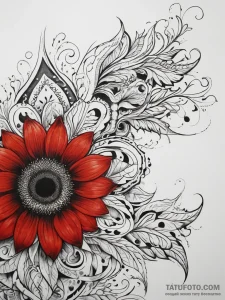 Tattoo sketch узор в виде подсолнуха, tattoo... - эскиз тату (№1757782542_0, 13.09.2025 16:55) — Tatufoto.com