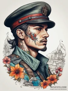 Tattoo sketch soldier with a map, ink illustr... - эскиз тату (№1757784715_0, 13.09.2025 17:31) — Tatufoto.com