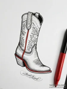 Tattoo sketch cowboy boot with a quote, tatto... - эскиз тату (№1757785699_0, 13.09.2025 17:48) — Tatufoto.com