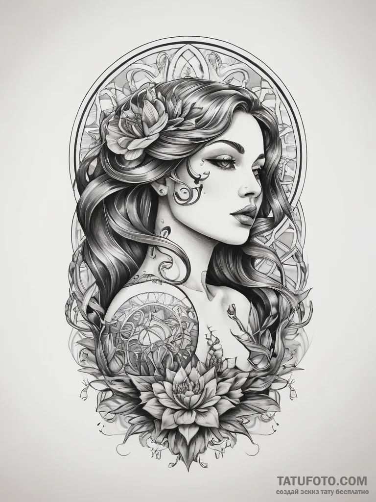 Tattoo sketch siren tattoo, tattoo line art,... - эскиз тату (№1757785894_0, 13.09.2025 17:51) — Tatufoto.com