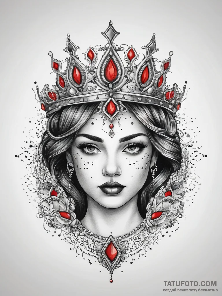 Tattoo sketch tiara, ink illustration for tat... - эскиз тату (№1757786281_0, 13.09.2025 17:58) — Tatufoto.com