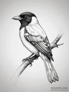 Tattoo sketch oriole, artistic tattoo sketch,... - эскиз тату (№1757786685_0, 13.09.2025 18:04) — Tatufoto.com