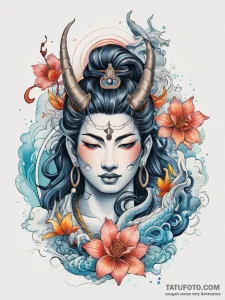 Tattoo sketch shiva, ink illustration for tat... - эскиз тату (№1757787071_0, 13.09.2025 18:11) — Tatufoto.com
