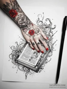 Tattoo sketch hands with a book, tattoo drawi... - эскиз тату (№1757787666_0, 13.09.2025 18:21) — Tatufoto.com