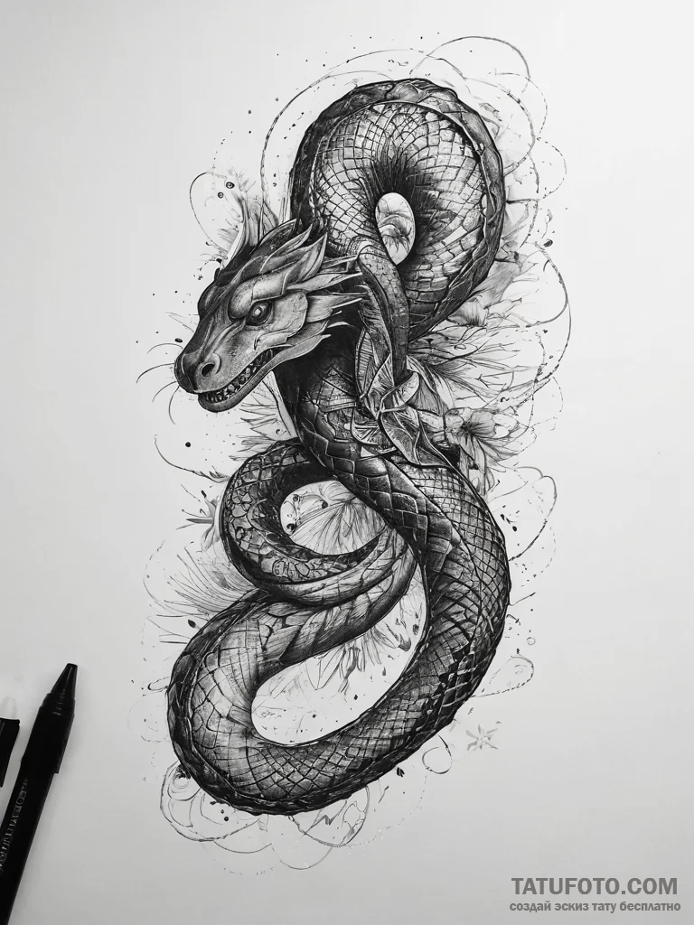 Tattoo sketch serpent from eden, tattoo line... - эскиз тату (№1757787860_0, 13.09.2025 18:24) — Tatufoto.com