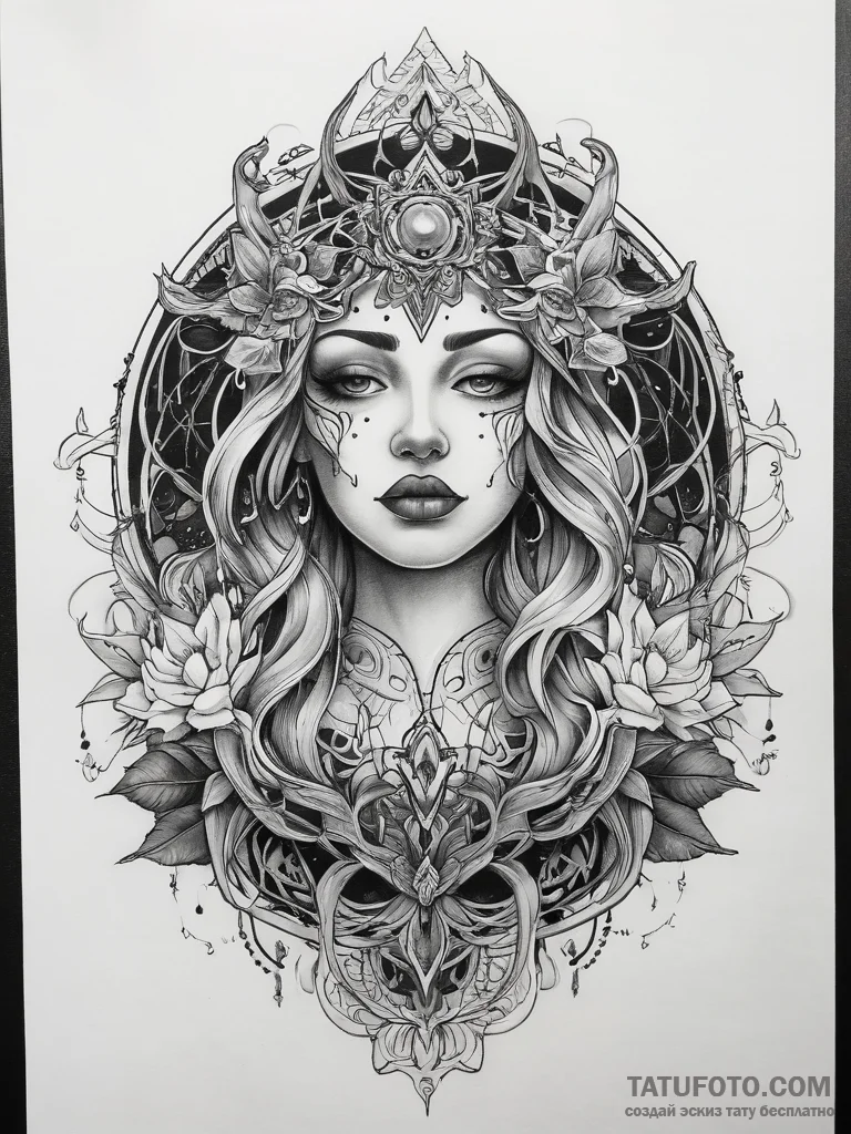 Tattoo sketch mystical representation, tattoo... - эскиз тату (№1757788264_0, 13.09.2025 18:31) — Tatufoto.com
