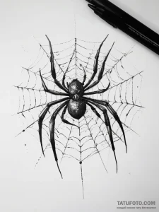 Tattoo sketch spider on a web, concept art fo... - эскиз тату (№1757788458_0, 13.09.2025 18:34) — Tatufoto.com