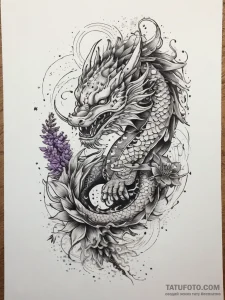 Tattoo sketch wisteria, tattoo line art, dotw... - эскиз тату (№1757788652_0, 13.09.2025 18:37) — Tatufoto.com