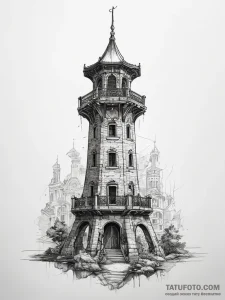 Tattoo sketch tower - эскиз тату (№1757788845_0, 13.09.2025 18:40) — Tatufoto.com