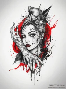 Tattoo sketch hands with a witch, tattoo line... - эскиз тату (№1757792790_0, 13.09.2025 19:46) — Tatufoto.com