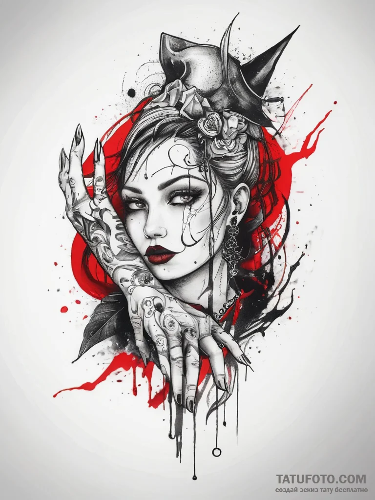 Tattoo sketch hands with a witch, tattoo line... - эскиз тату (№1757792790_0, 13.09.2025 19:46) — Tatufoto.com