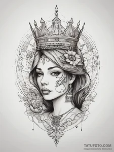 Tattoo sketch queen tattoo, concept art for t... - эскиз тату (№1757793177_0, 13.09.2025 19:52) — Tatufoto.com