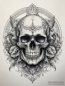 Tattoo sketch череп с руническим кругом, tatt... - эскиз тату (№1757797136_0, 13.09.2025 20:58) — Tatufoto.com
