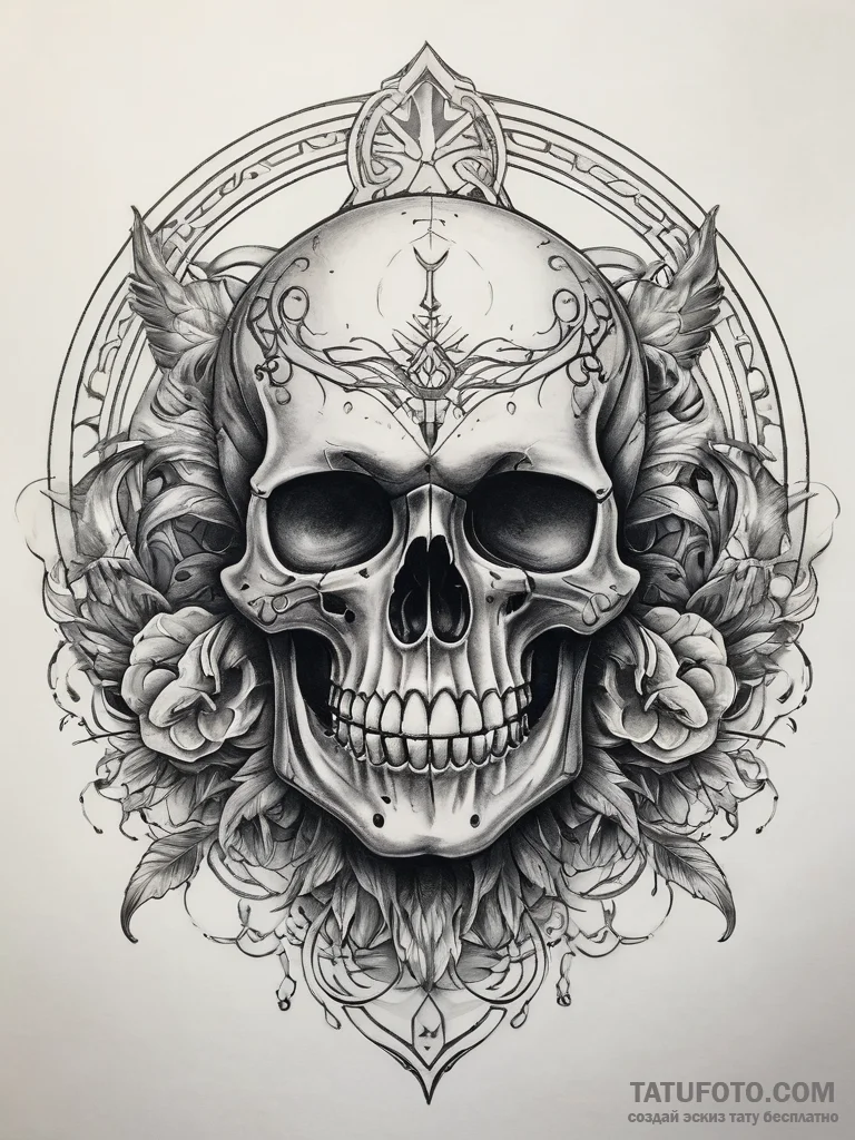 Tattoo sketch череп с руническим кругом, tatt... - эскиз тату (№1757797136_0, 13.09.2025 20:58) — Tatufoto.com