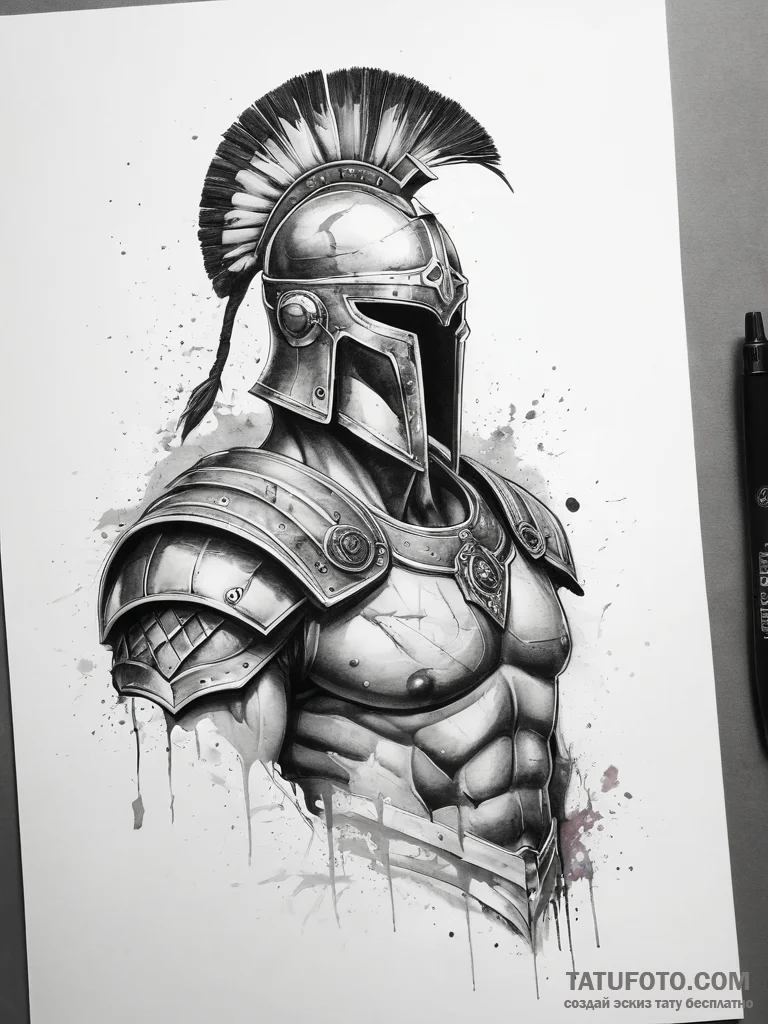 Tattoo sketch gladiator net, concept art for... - эскиз тату (№1757797332_0, 13.09.2025 21:02) — Tatufoto.com