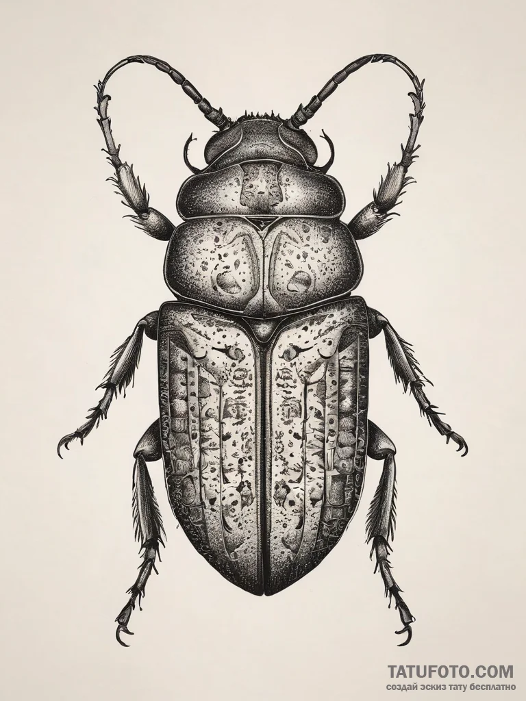 Tattoo sketch carpet beetle, concept art for... - эскиз тату (№1757797936_0, 13.09.2025 21:12) — Tatufoto.com